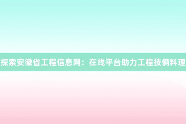 探索安徽省工程信息网：在线平台助力工程技俩料理